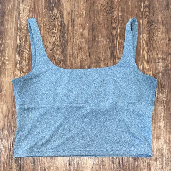 Grey Ruched Front Crop Tank Top - Picture 3 of 3